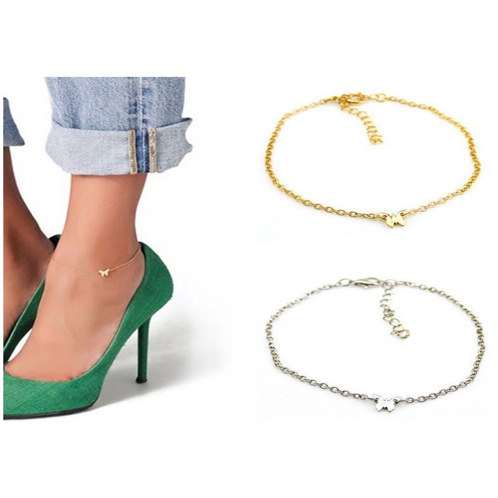 Butterfly Ankle Bracelet Silver Gold